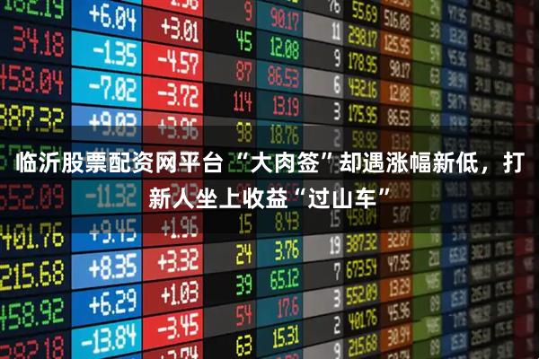 临沂股票配资网平台 “大肉签”却遇涨幅新低，打新人坐上收益“过山车”