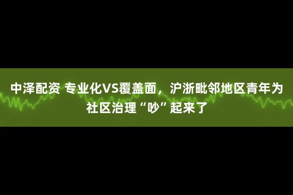 中泽配资 专业化VS覆盖面，沪浙毗邻地区青年为社区治理“吵”起来了